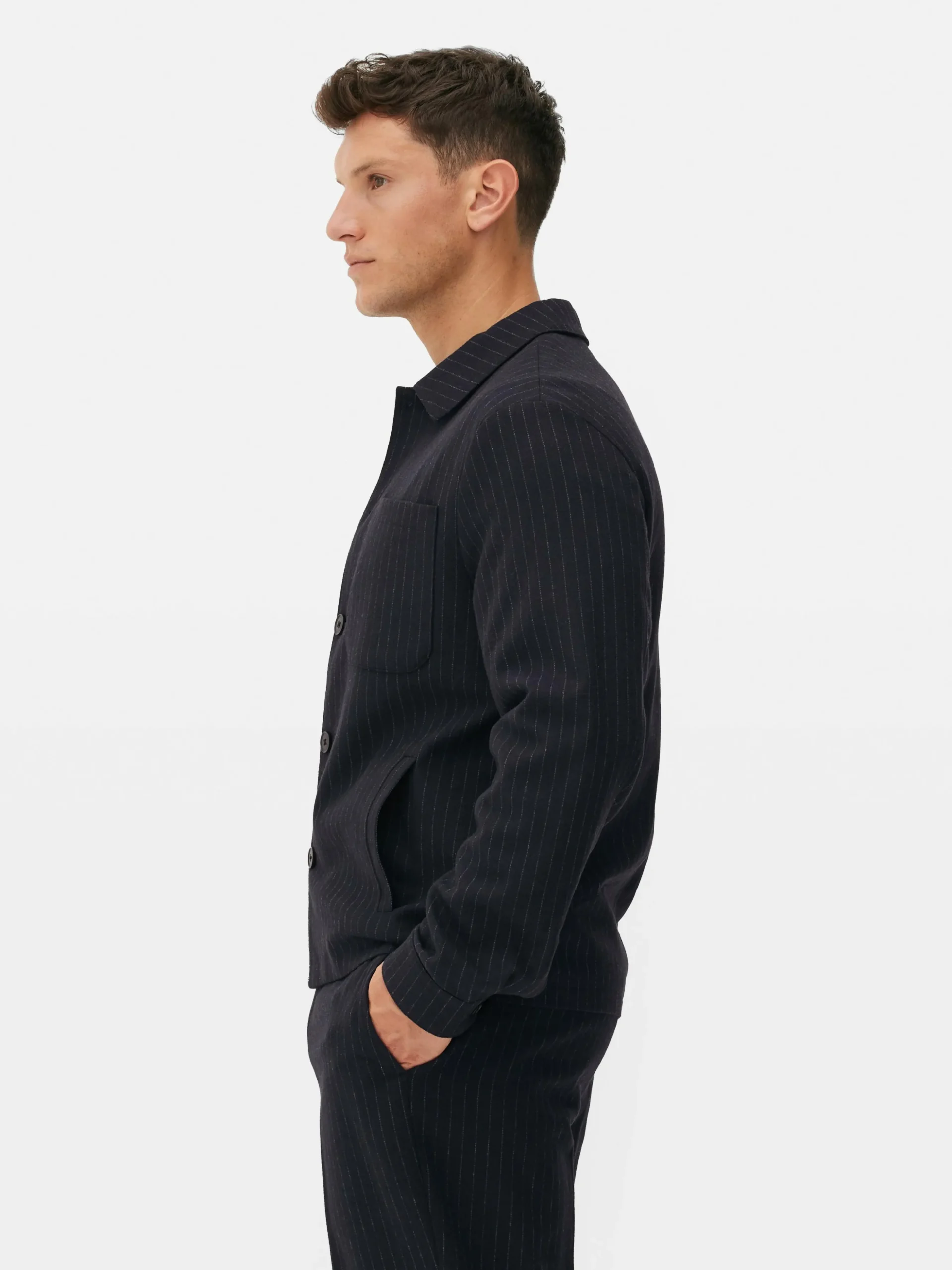 Casaco Riscas Finas Botões Kem