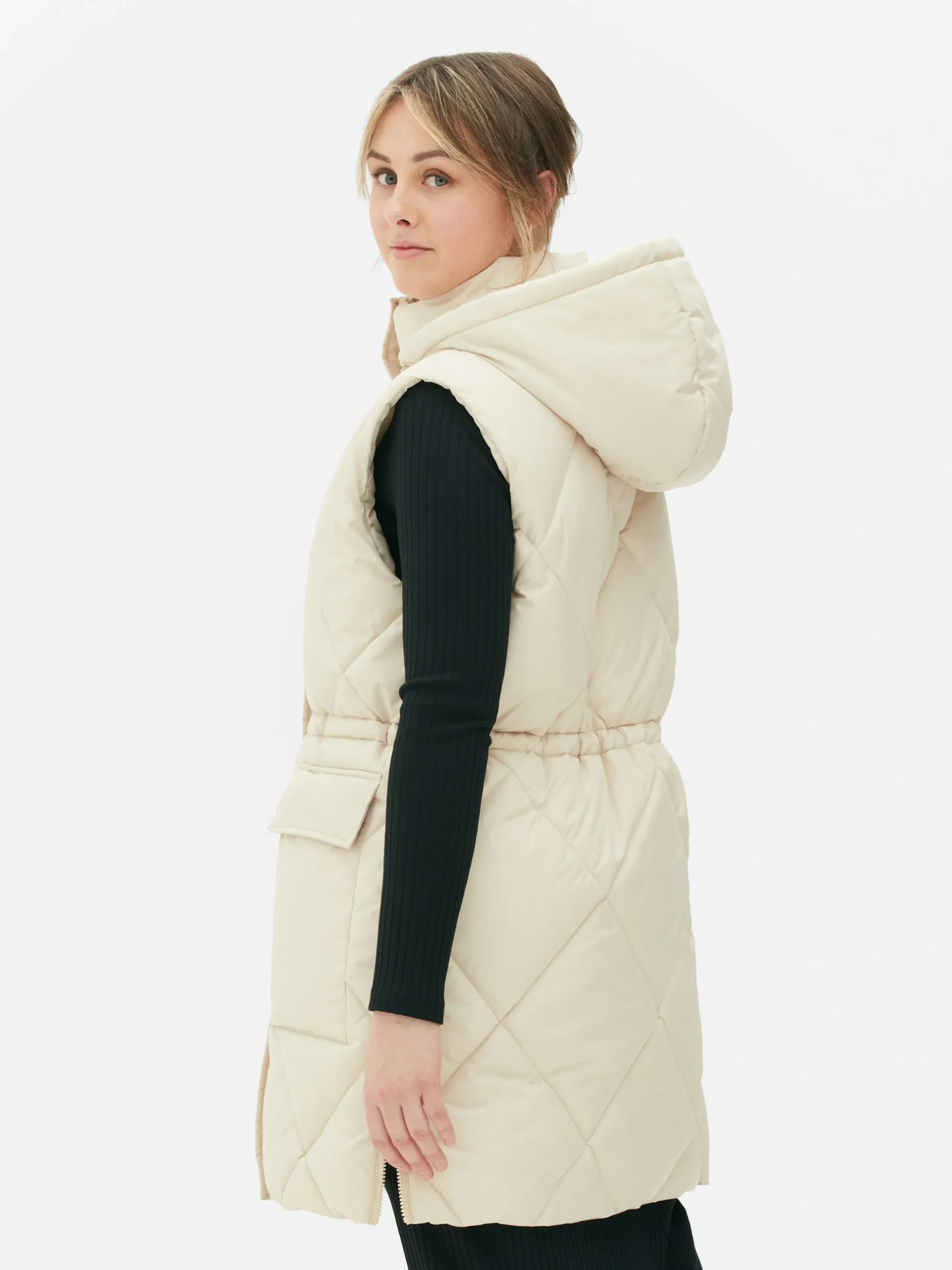 Colete Acolchoado Comprido C/ Capuz