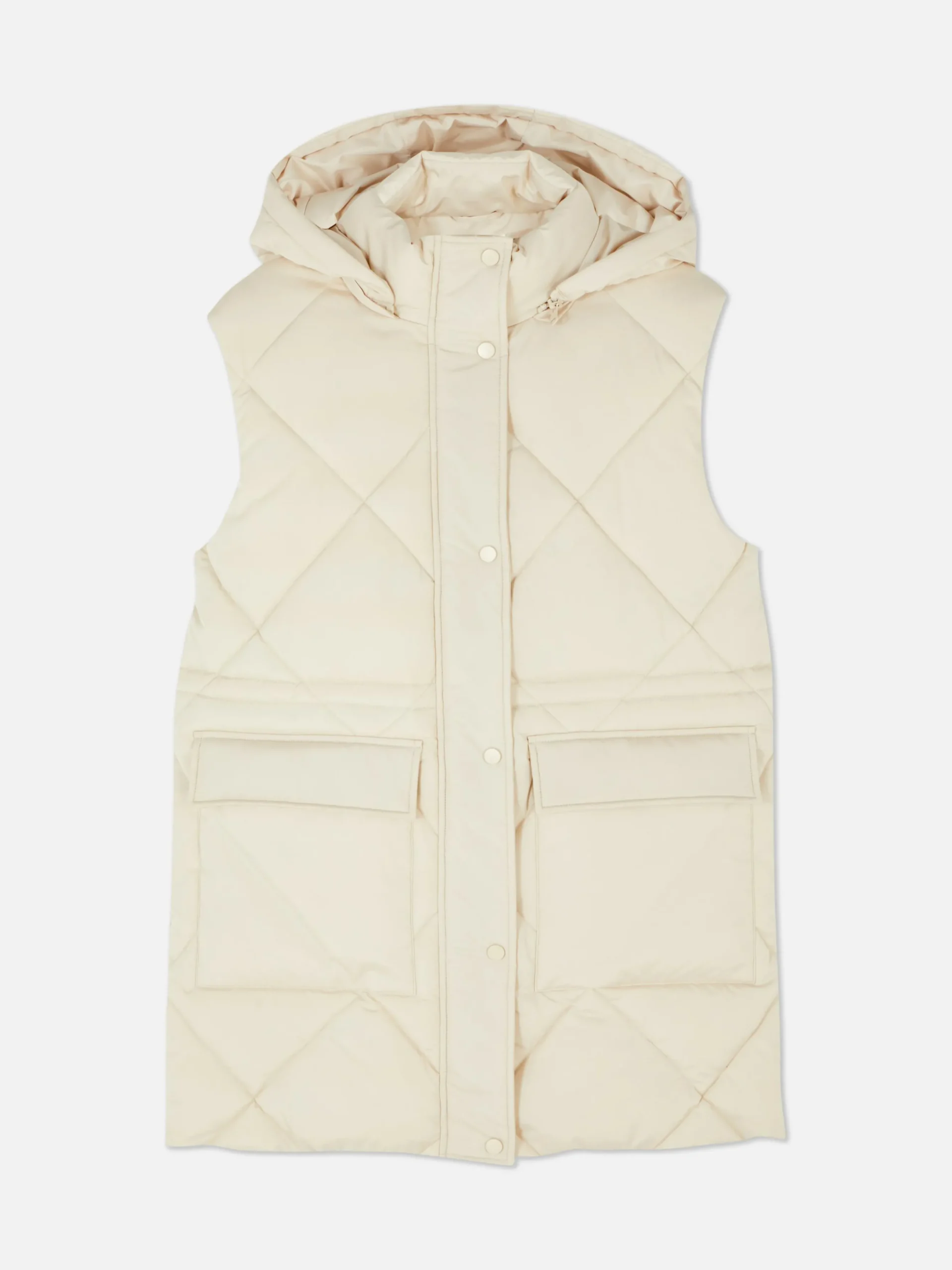 Colete Acolchoado Comprido C/ Capuz