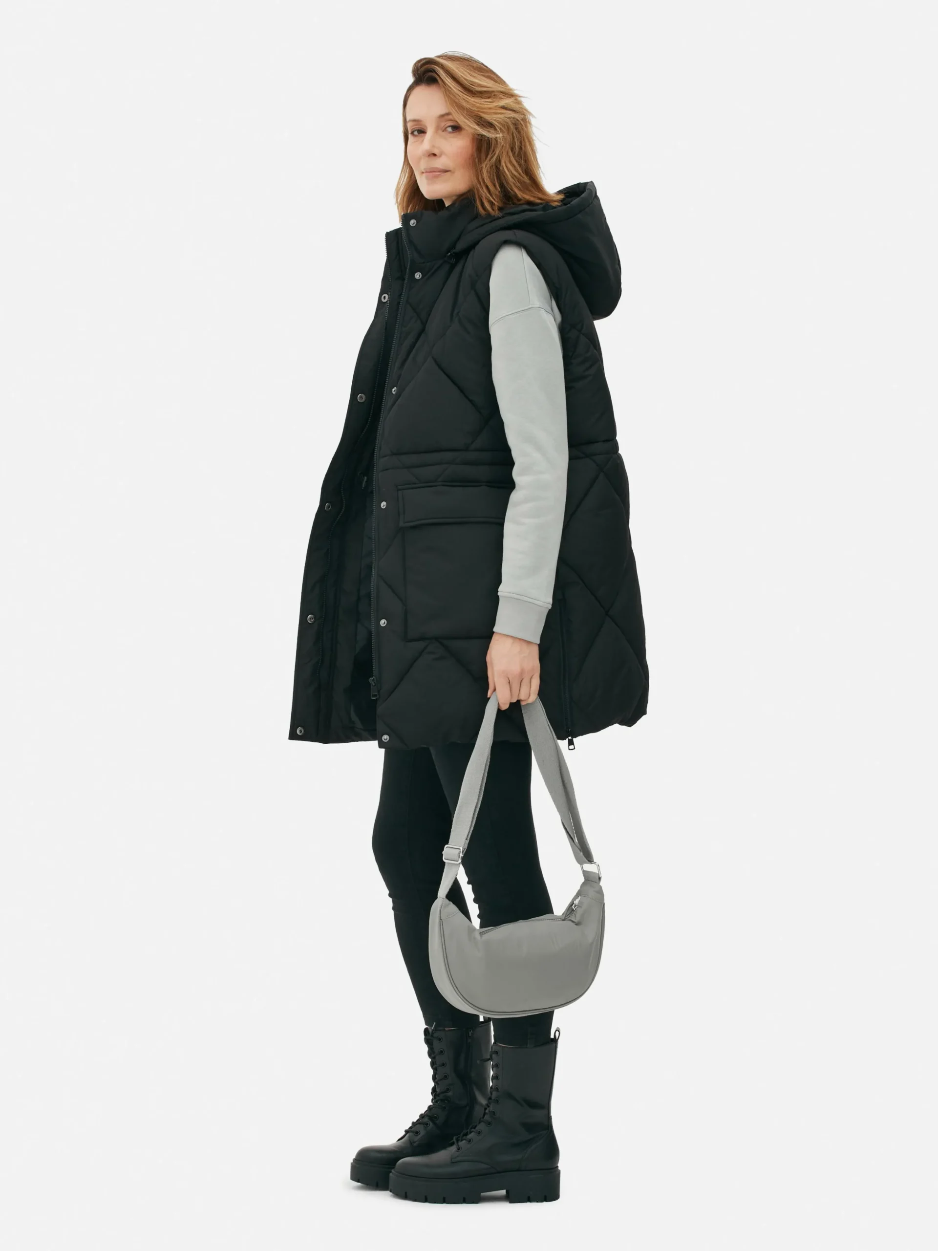 Colete Acolchoado Comprido C/ Capuz