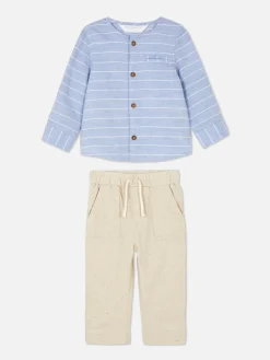 Conj. Camisa Manga Comprida Botão/calças Cordão
