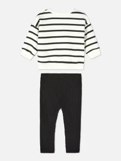 Conjunto Camisola Riscas/leggings Caneladas