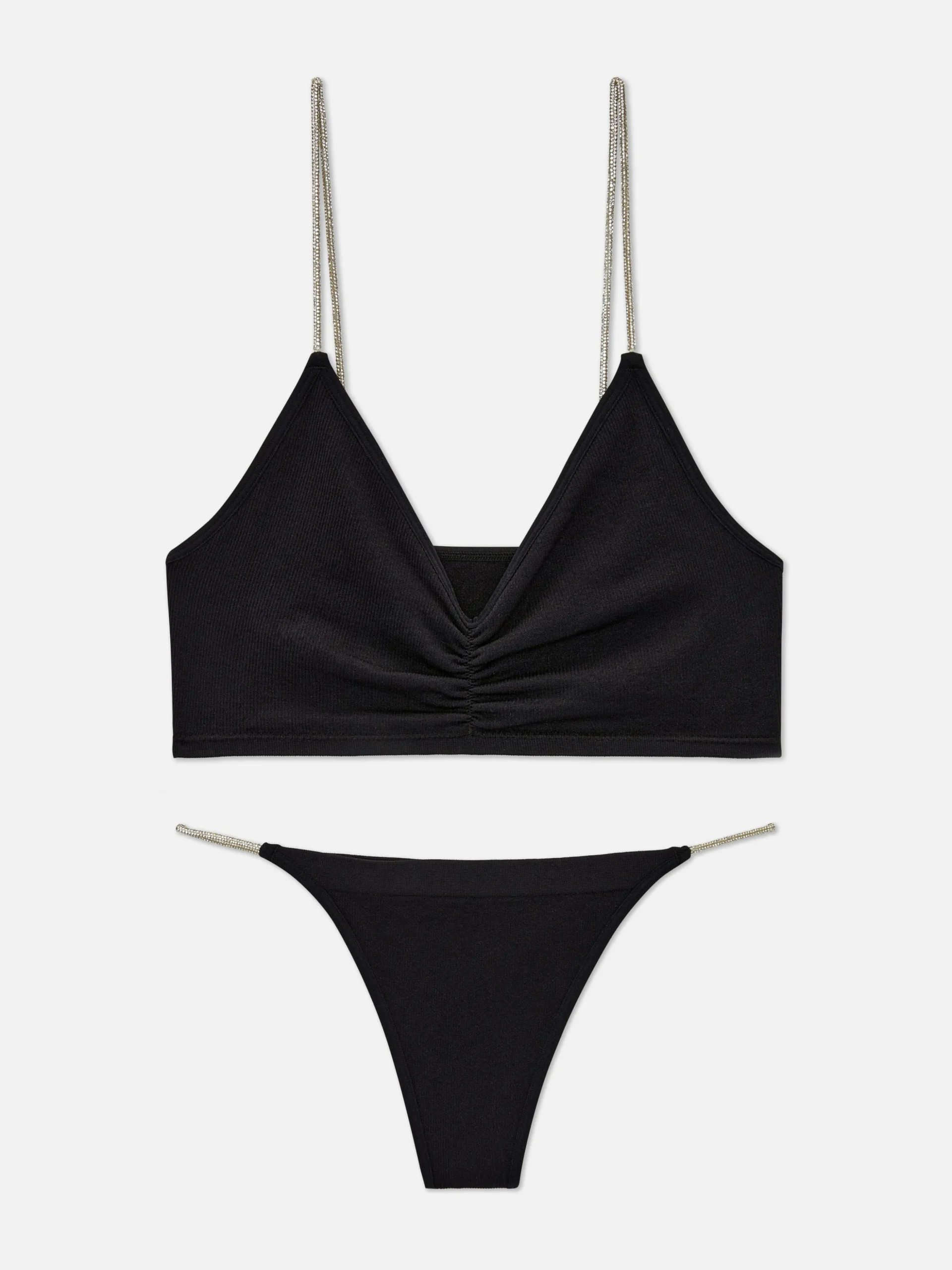 Conjunto Sutiã Bralette/tanga Tira Brilhantes