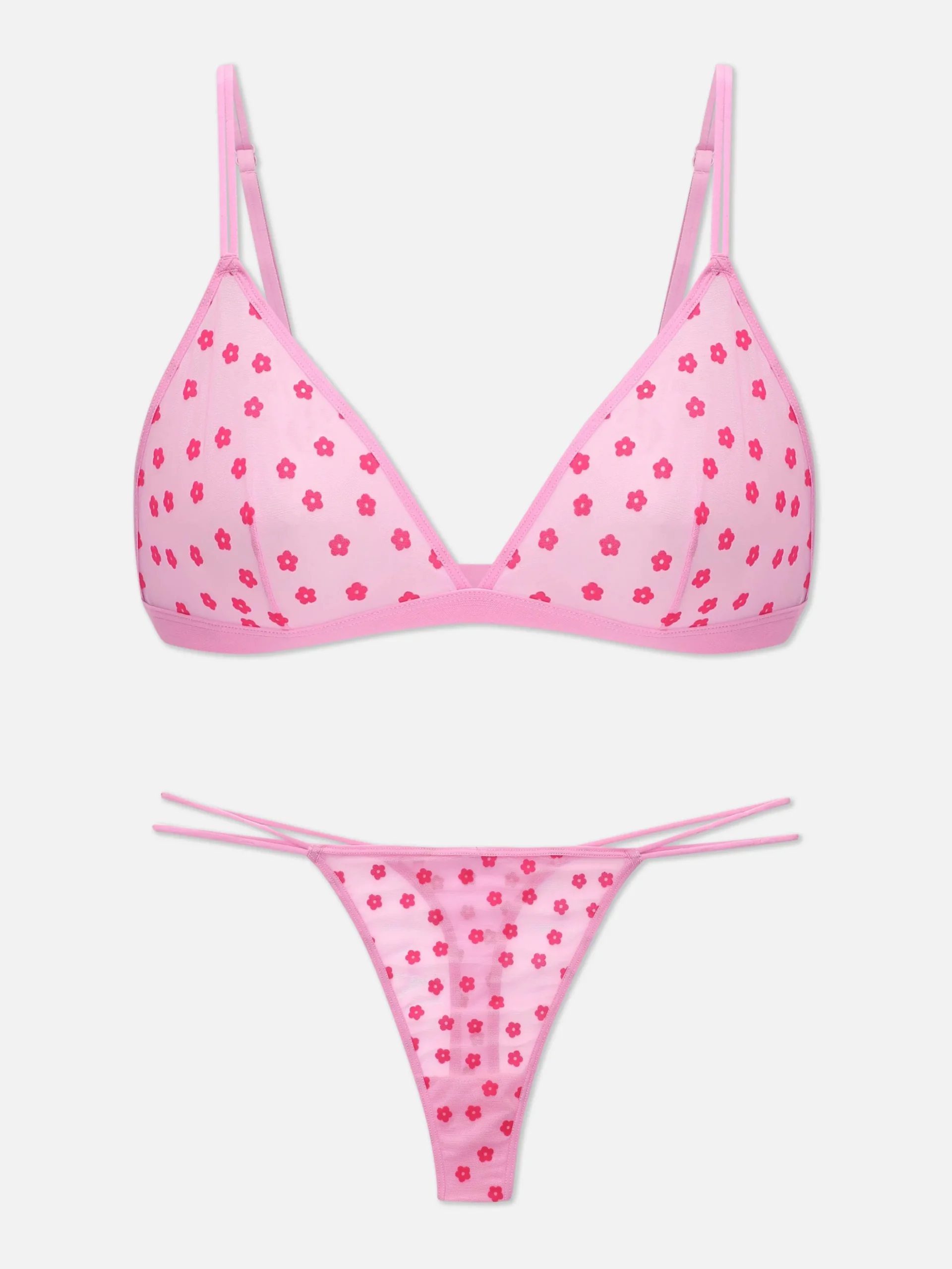 Conjunto Sutiã Triângulo/tanga Flocado