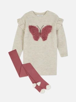 Conjunto Vestido Camisola Borboleta/collants