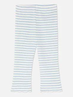 Leggings Boca-de-sino Caneladas Riscas