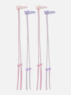 Pack 4 Ganchos Cabelo Pressão Tranças Borboletas