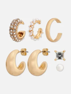 Pack 6 Pares Brincos Ear Cuff Imitação Pérolas