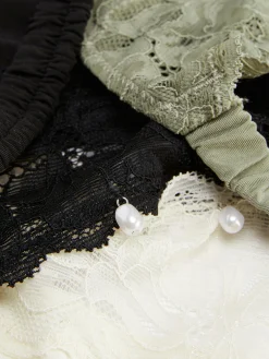 Pack 3 Tangas Lateral Franzida Rebordo Renda