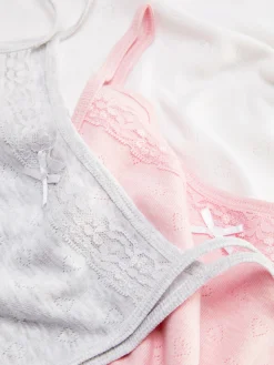 Pack 3 Tops Alças Malha Geométrica Corações