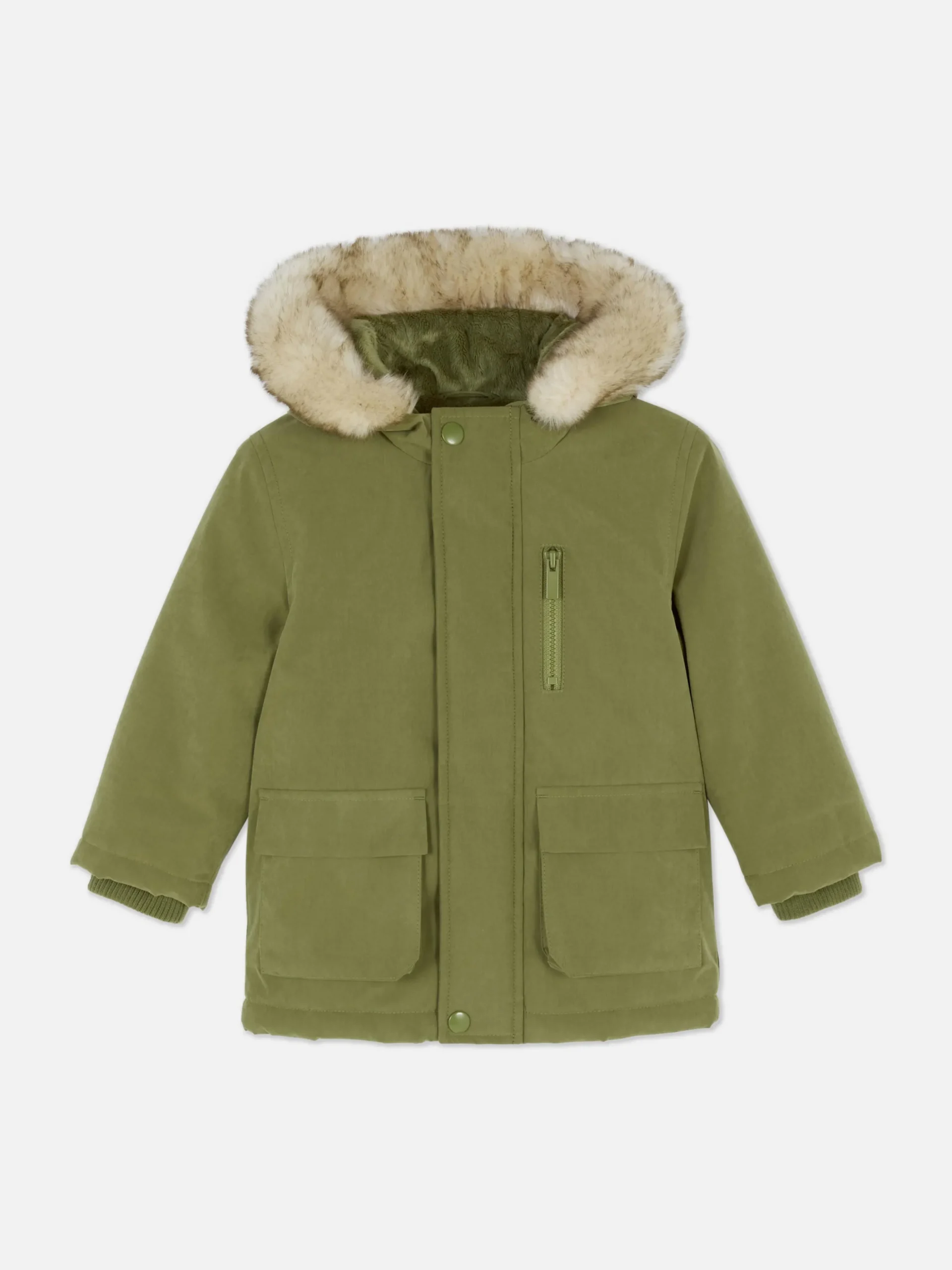 Parka Capuz Imitação Pelo