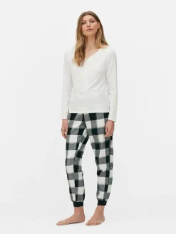Pijama Camisola Manga Comprida/calças Xadrez