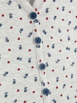 Pijama Macacão Canelado Padrão Floral Miudinho