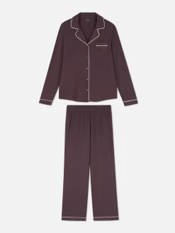 Pijama Manga Comprida Malha Estilo Boyfriend