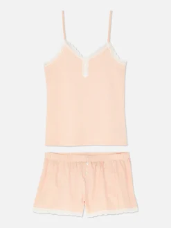 Pijama Top Alças/calções Rebordo Renda