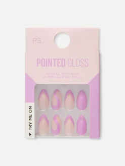 PS... Unhas Postiças Com Redemoinho Brilhante Pontiagudas