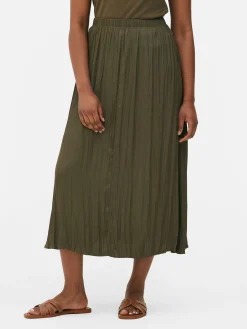 Saia Midi Plissada Cetim