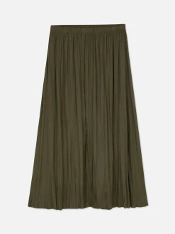 Saia Midi Plissada Cetim