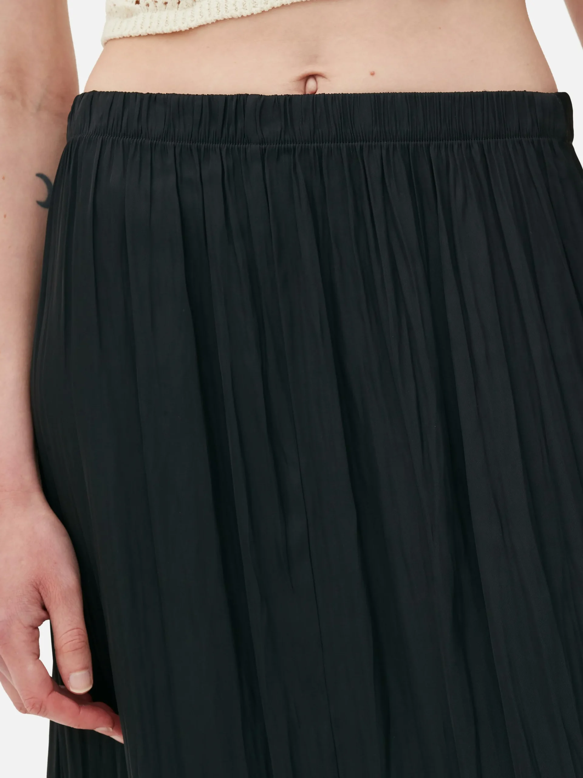 Saia Midi Plissada Cetim