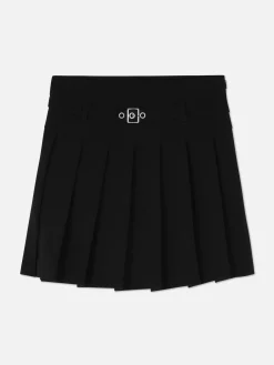 Saia Plissada Cinto Fivela