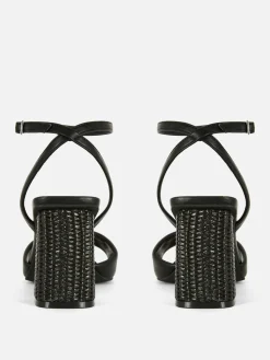 Sandálias Salto Ráfia Modelo Largo