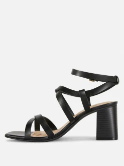 Sandálias Tacão Tiras Cruzadas