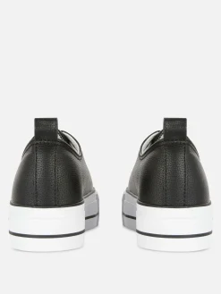 Ténis Plataforma Cano Baixo Imitação Pele