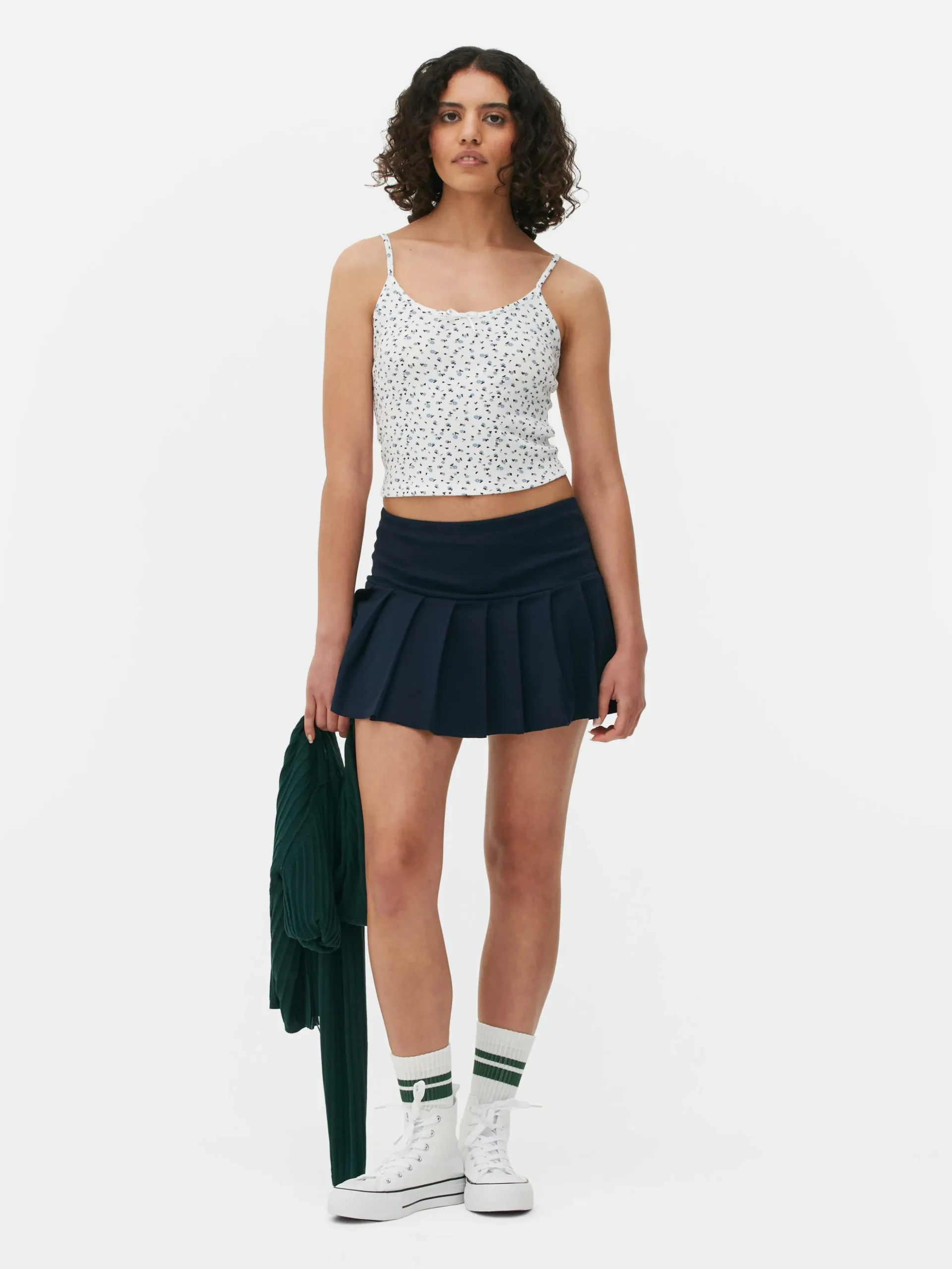 Top Alças Canelado Padrão Floral Miudinho