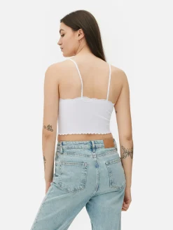 Top Alças Curto Rebordo Renda S/ Costuras