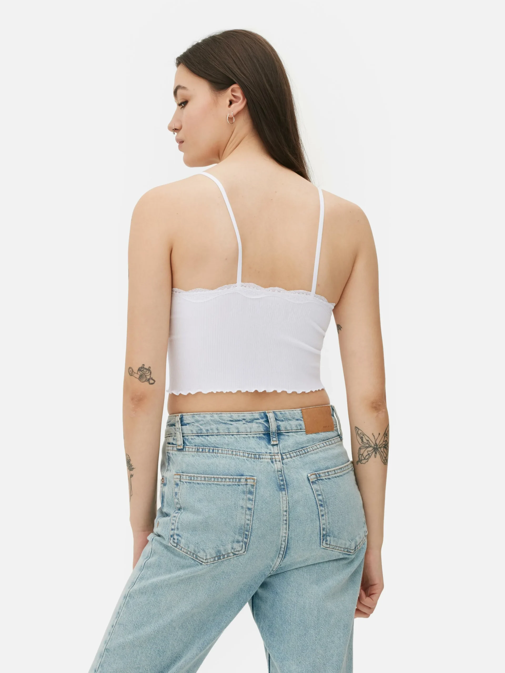 Top Alças Curto Rebordo Renda S/ Costuras