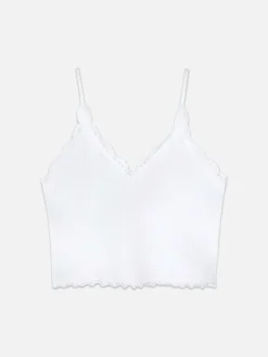 Top Alças Curto Rebordo Renda S/ Costuras