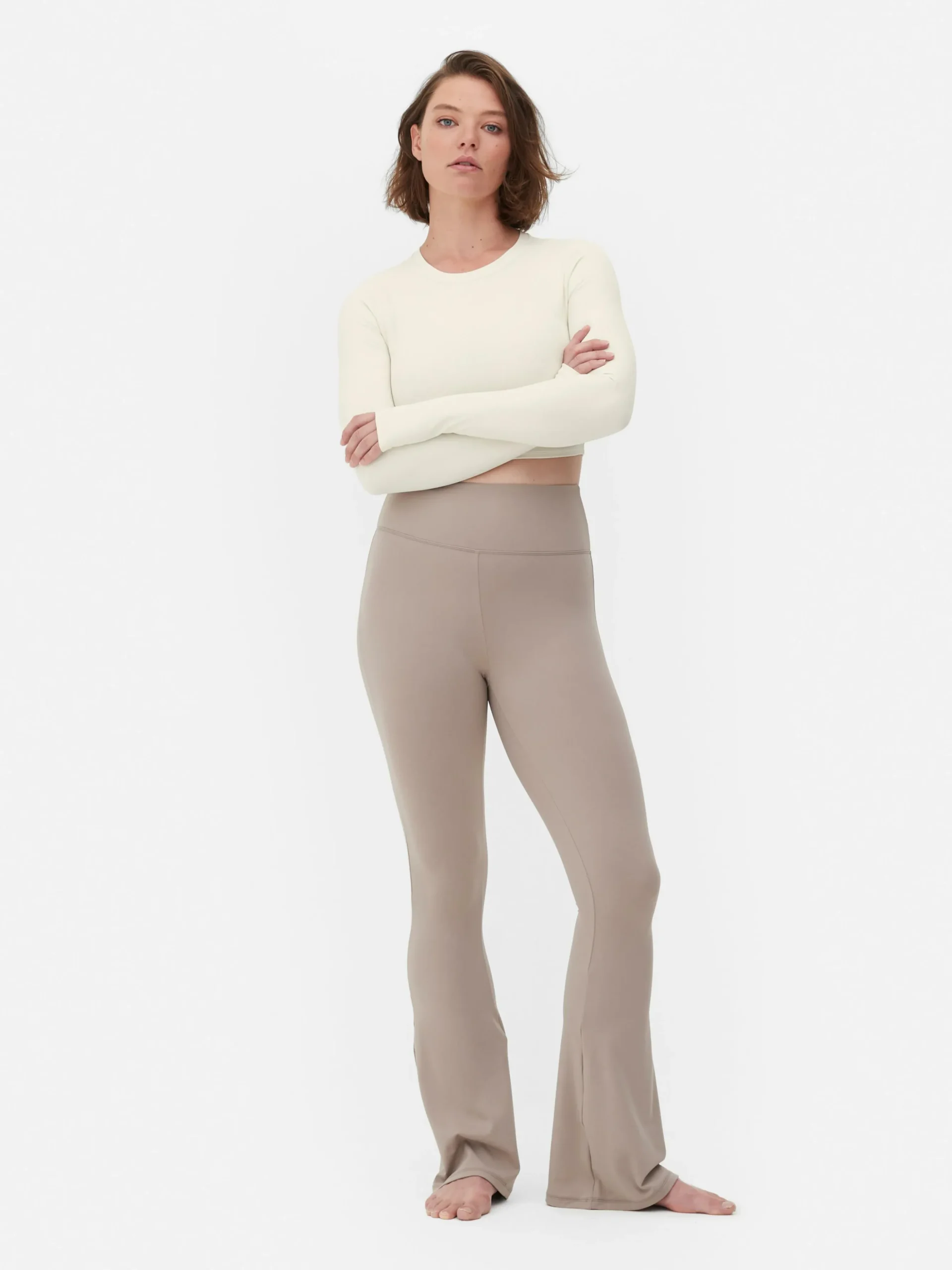 Top Curto Desporto Manga Comprida Suave Rita Ora