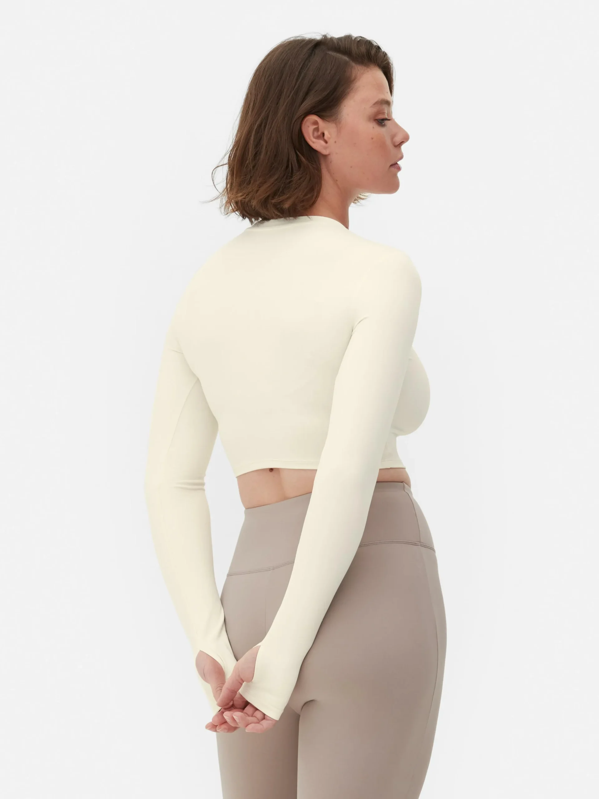 Top Curto Desporto Manga Comprida Suave Rita Ora