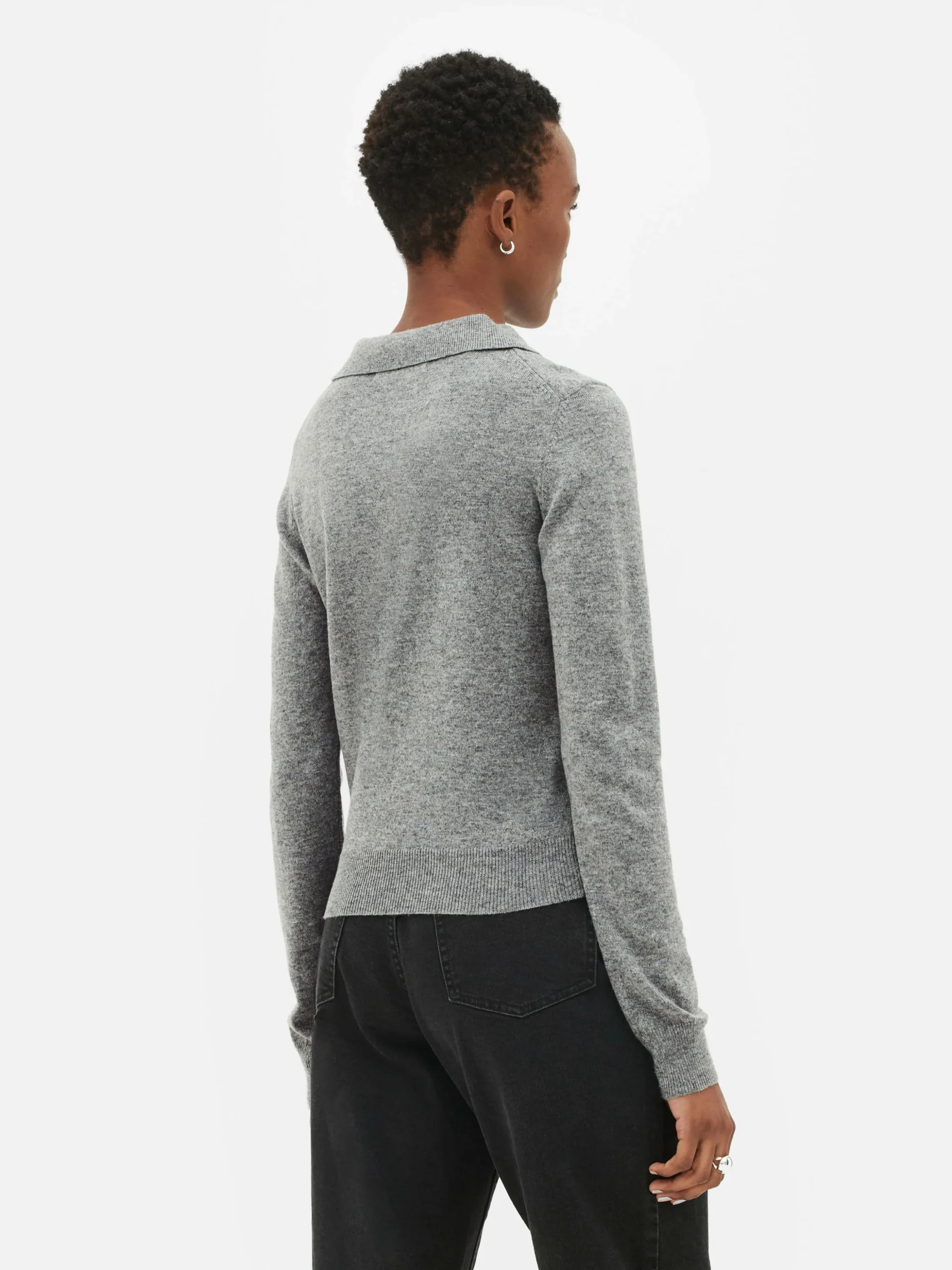 Top Malha Manga Comprida Colarinho