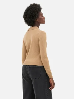 Top Malha Manga Comprida Colarinho