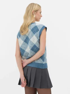 Top S/ Mangas Conj. Coord Malha Argyle Rita Ora