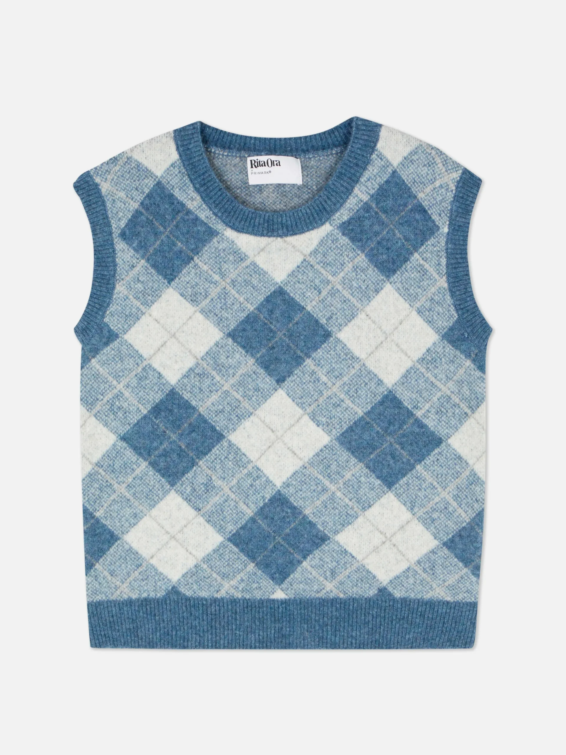 Top S/ Mangas Conj. Coord Malha Argyle Rita Ora