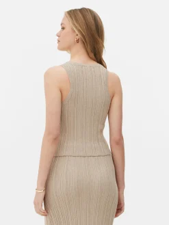 Top S/ Mangas Costas Abertas Canelado