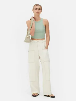 Top S/ Mangas Costas Abertas Canelado