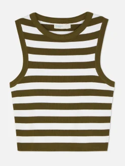 Top S/ Mangas Malha Canelada Decote Redondo