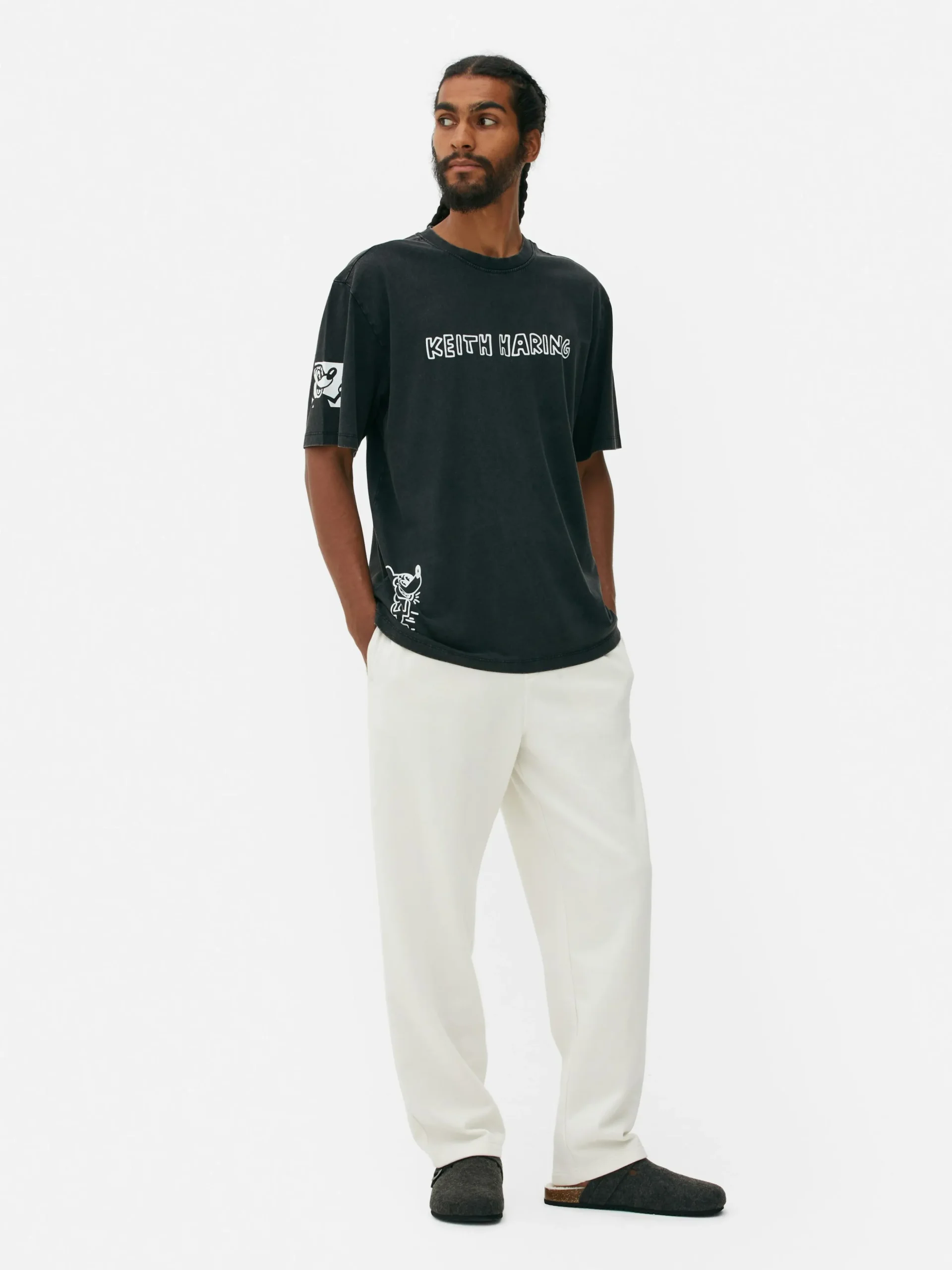 T-shirt Lavagem ácida Disney Mickey X Keith Haring