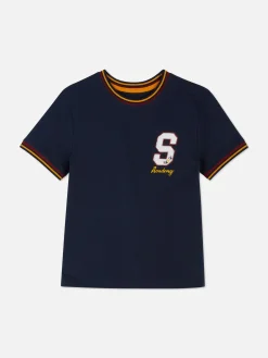 T-shirt Manga Curta Estilo Universitário