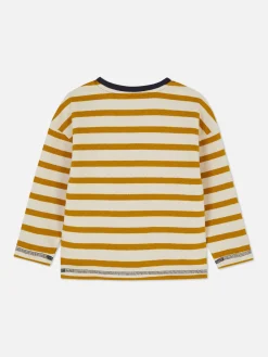 T-shirt Texturada Manga Comprida Riscas