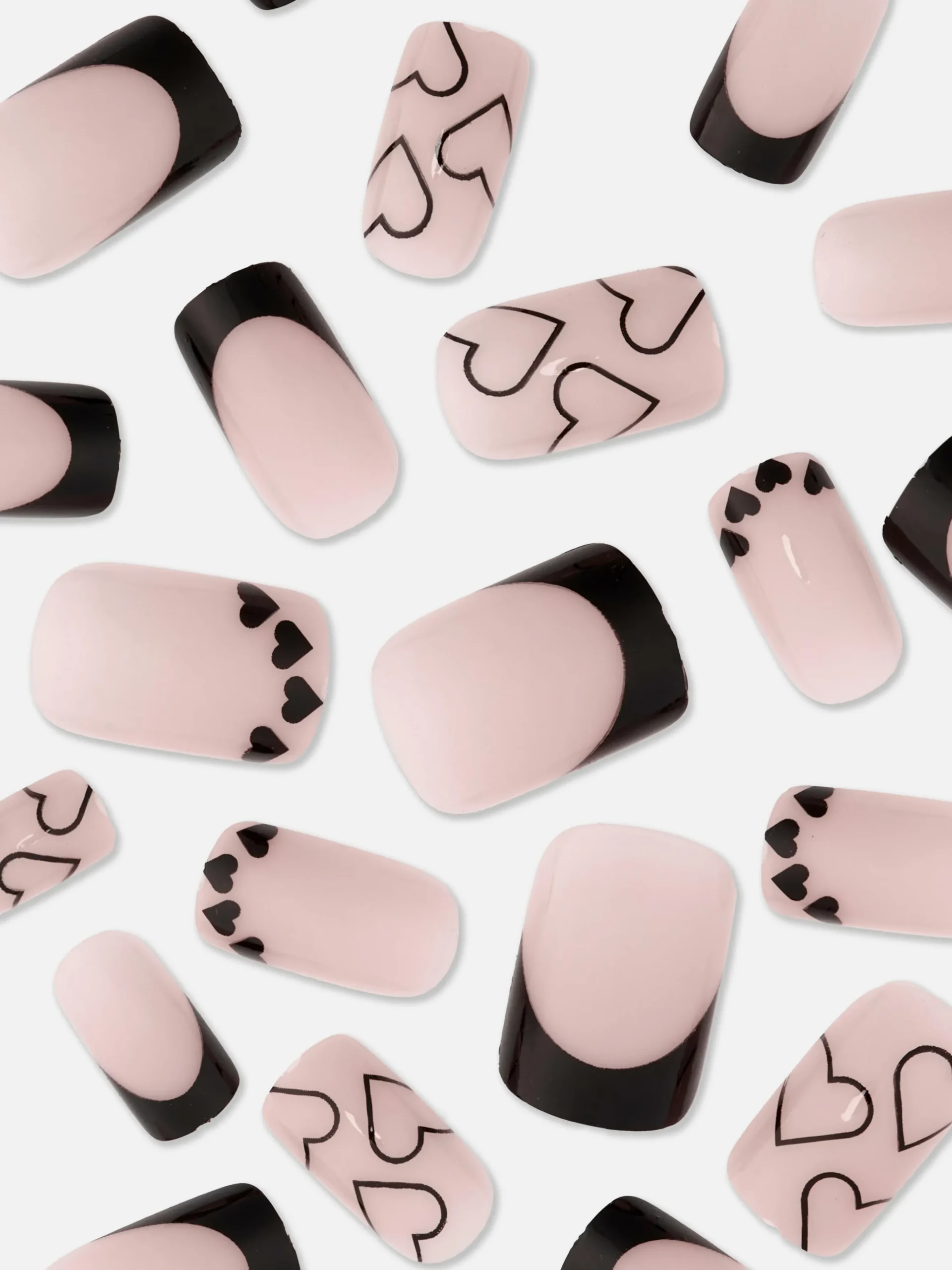 Unhas Postiças Quadradas Brilhos Corações PS...