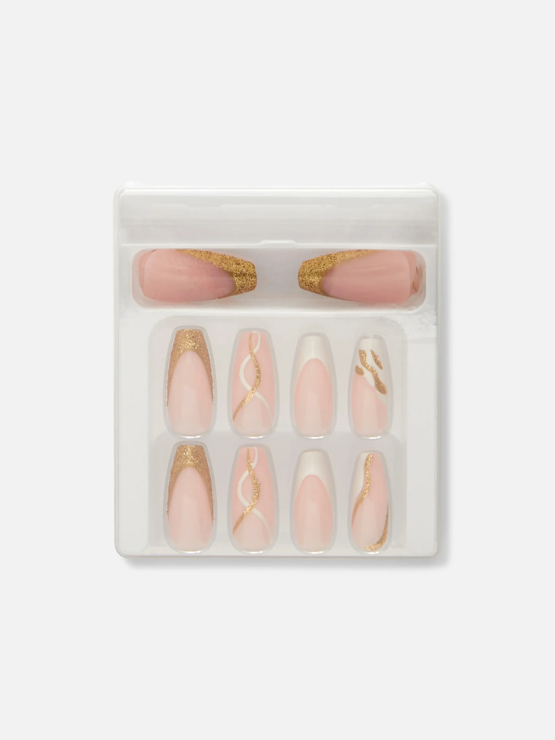 Unhas Postiças Stiletto Brilho Espirais PS...