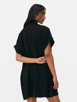 Vestido Camiseiro Corte Descontraído Manga Curta