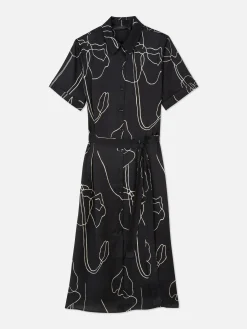 Vestido Camiseiro Moldes Estampados Midi