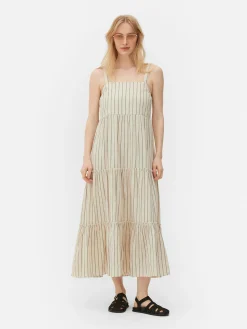 Vestido Comprido Camadas Riscas