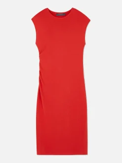 Vestido Midi S/ Mangas Franzido