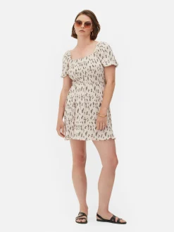 Vestido Mini Plissado Franzido